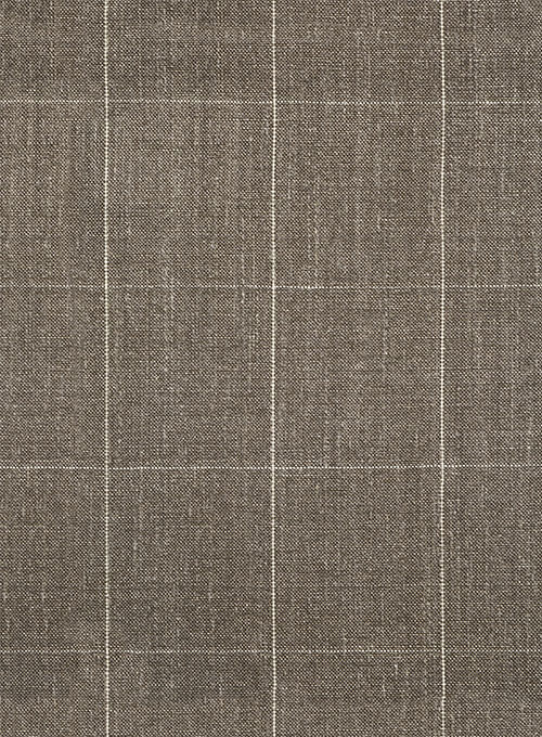 Camel Plaid Linen Wedding Men Suits 4