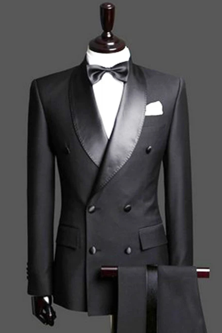 Black Double Breasted Wedding Tuxedos 2