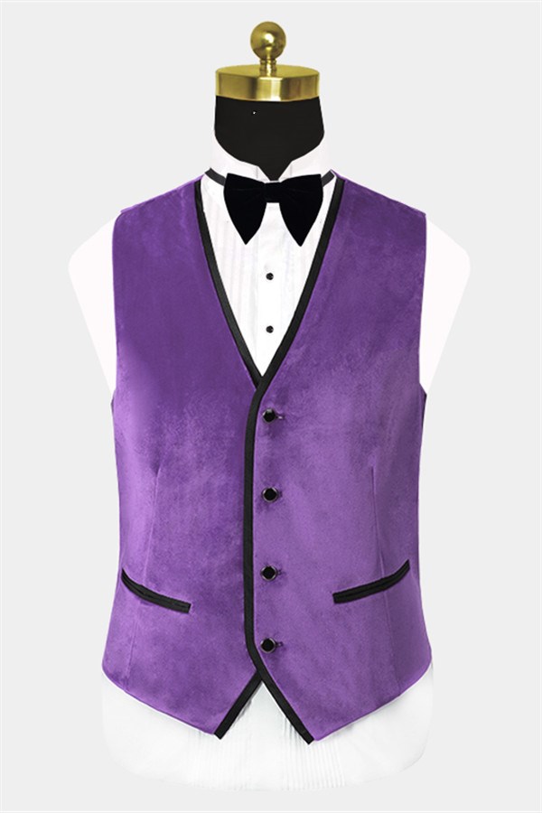 Iris Purple Slim Fit Velvet Tuxedo with Peak Lapel 2
