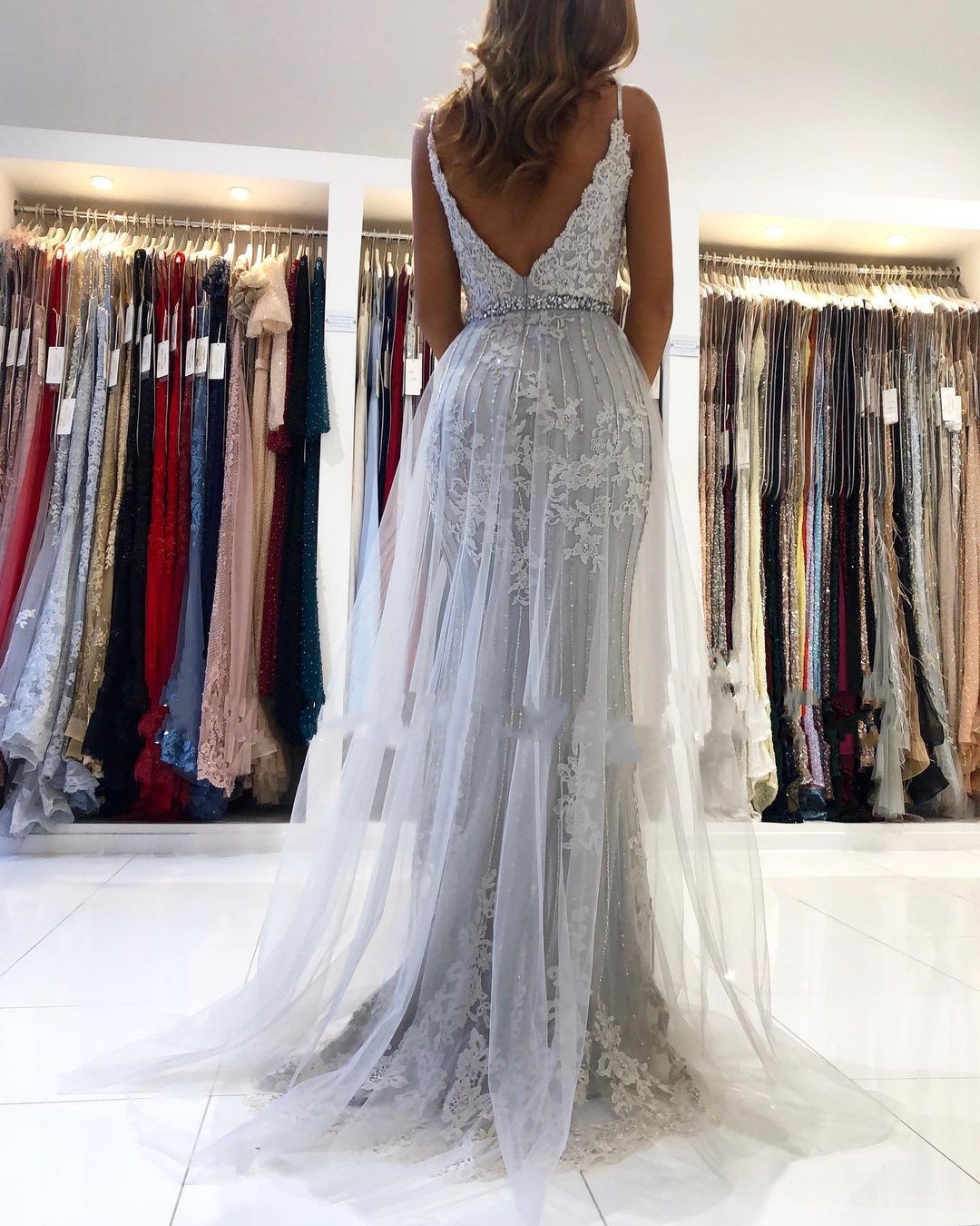 A-line Spaghetti Straps Sleeveless Floor-length Tulle Formal Dress With Ribbons 2