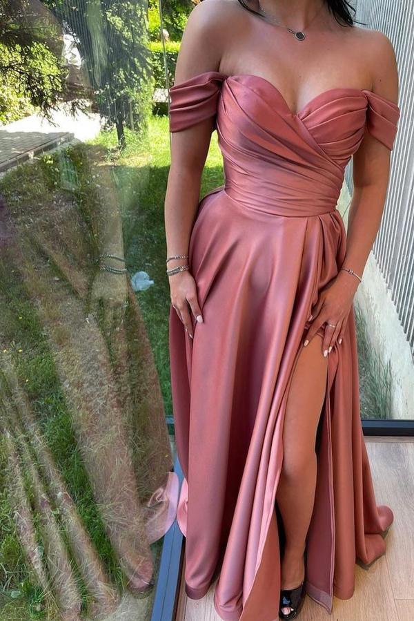 Mermaid Off-the-shoulder Sleeveless Floor-length Stretch Satin Evening Dress With Ruffles 3