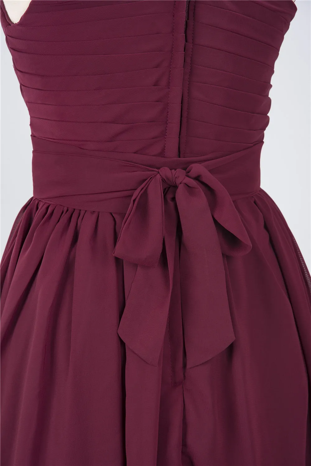 A-line One Shoulder Sleeveless Knee-length 100D Chiffon Bridesmaid Dress With Ruffles 6