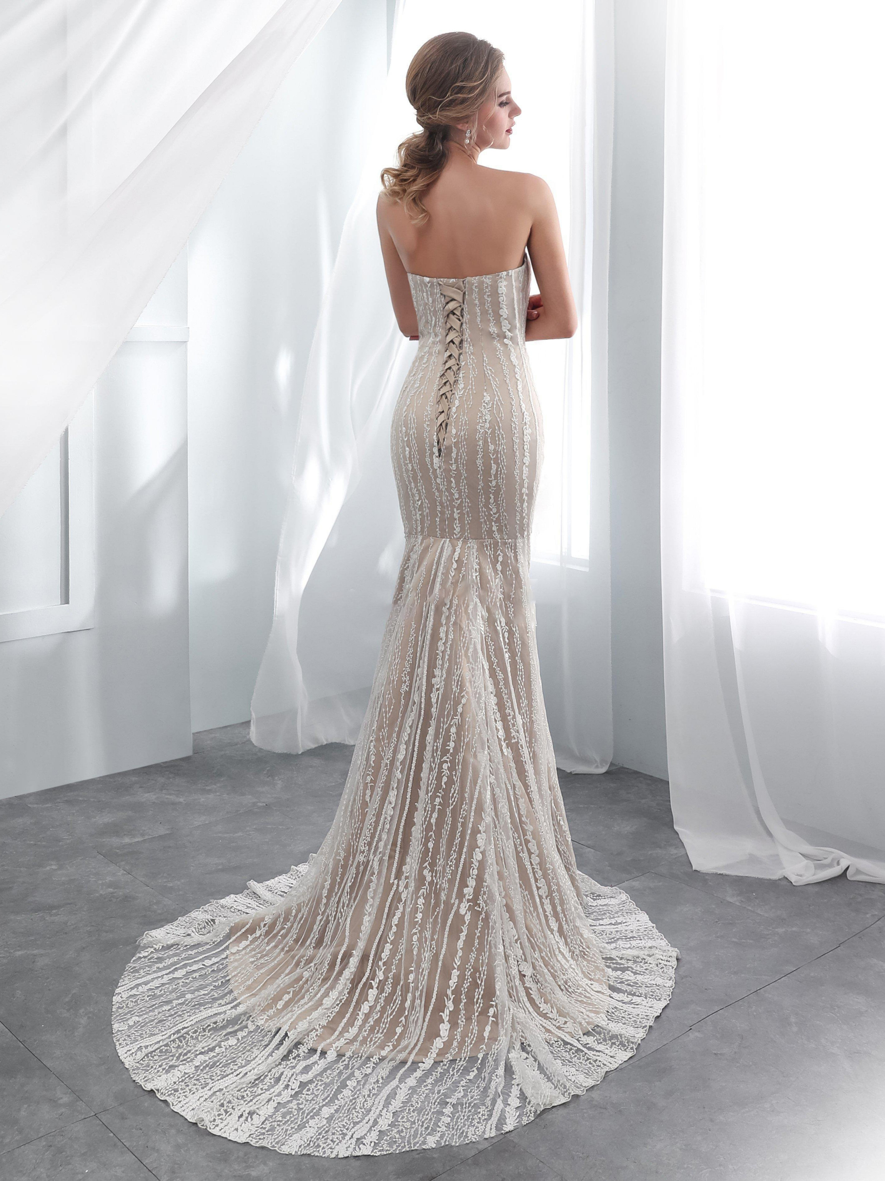 Mermaid Strapless Sleeveless Floor-length Satin Bridal Gown With Appliques 2