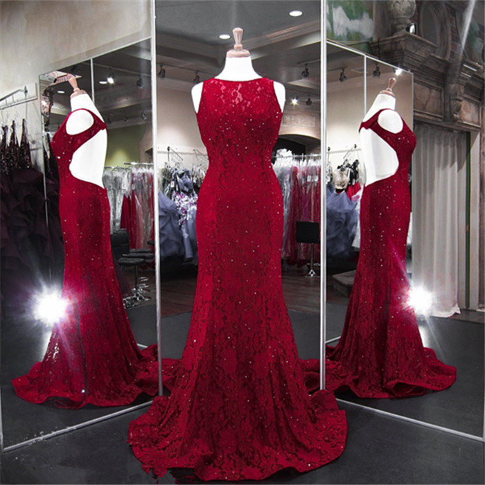 Mermaid Jewel Neck Sleeveless Sweep / Brush Train Evening Dress With Beading 4