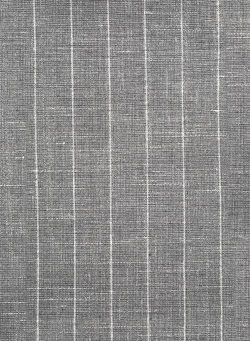 Gray Striped Linen Men Suits 4