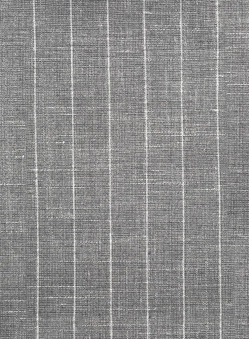 Gray Striped Linen Men Suits 4