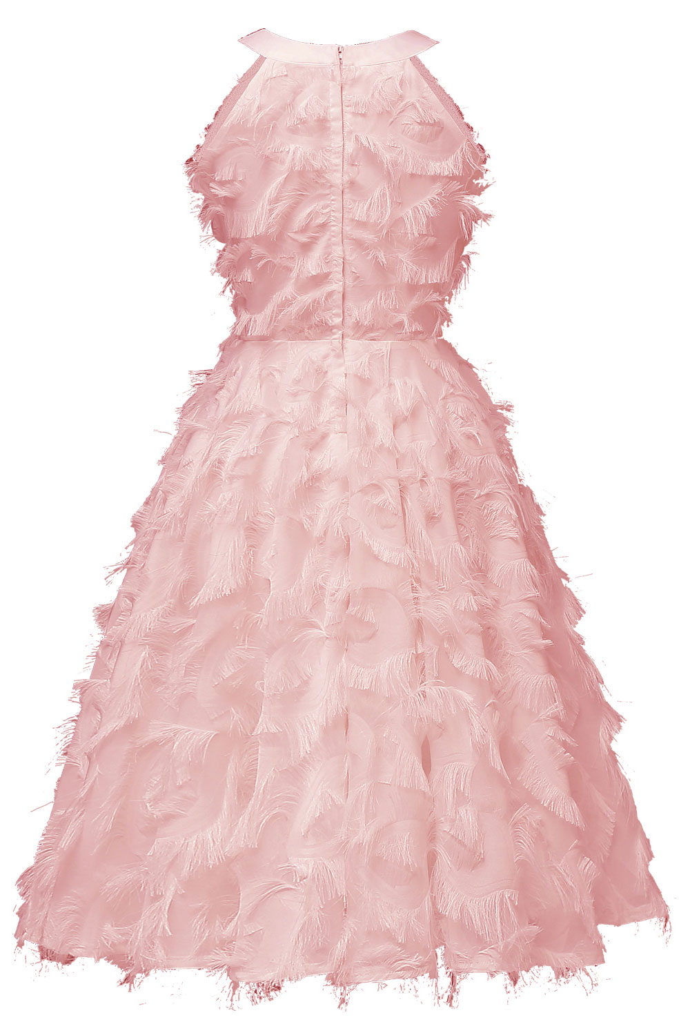 A-line V-neck Sleeveless Knee-length Party Dress With Feathers 9