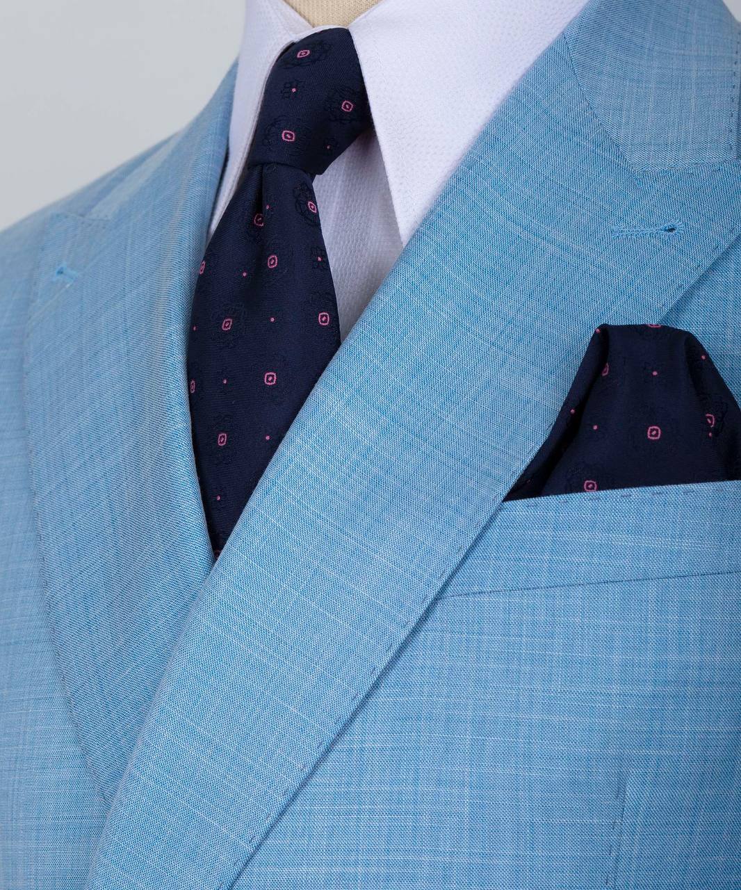 Sky Blue Peaked Lapel Two Pieces Men Suit 2