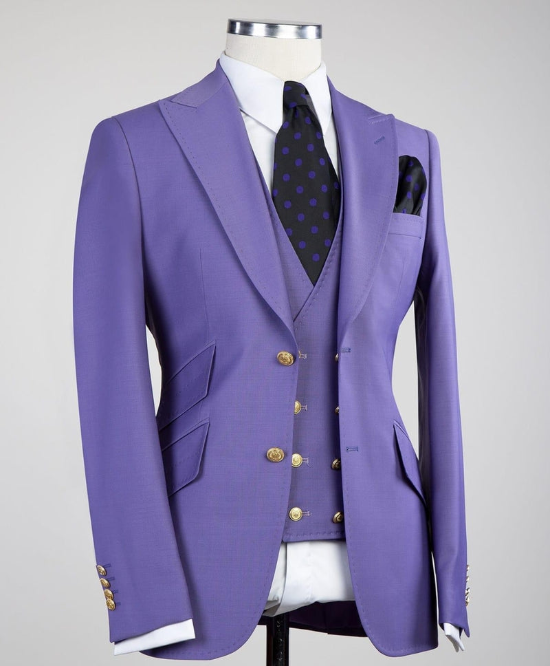 Purple Peaked Lapel Best Fitted Men Suit 4