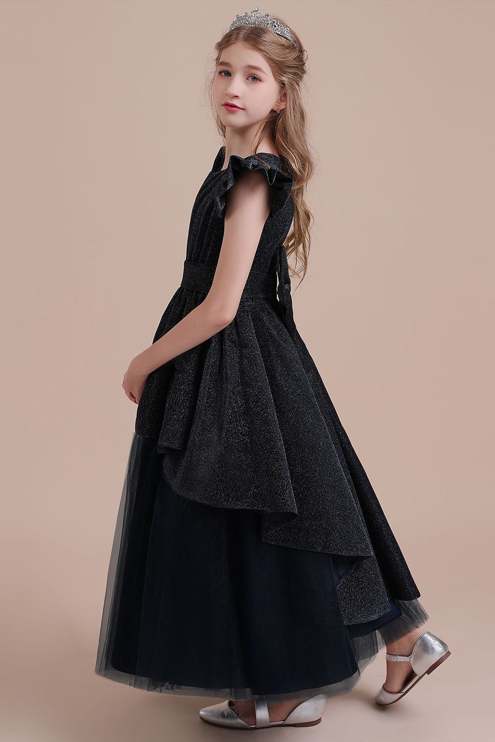 A-line Short Sleeves Ankle-length Tulle Flower Girl Dress With Tiered 5