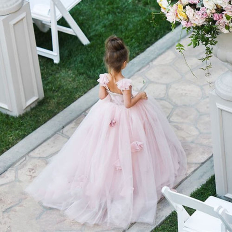 Pink Tulle Flower Girl Dress New Arrival Long Children Dresses 2