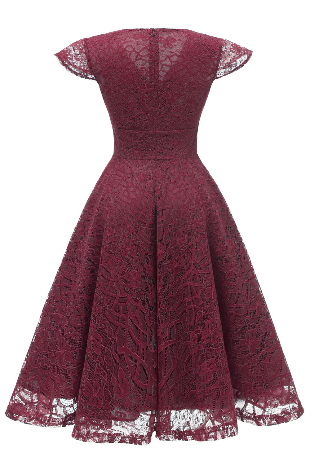 A-line V-neck Sleeveless Knee-length Lace Party Dress With Lace 9