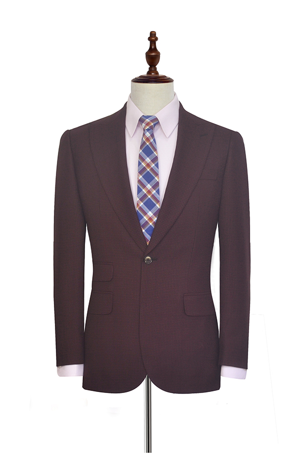Burgundy Single Breasted Mens Suits for Formal with One Button 1