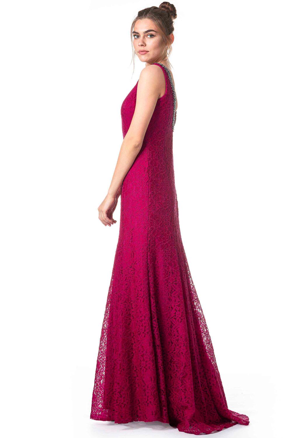 Mermaid Jewel Neck Sleeveless Floor-length Lace Formal Wear With Lace 3