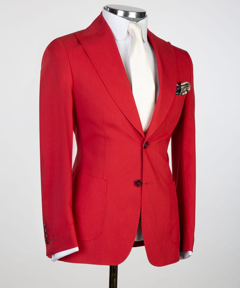 Red Peaked Lapel Bespoke Men Suit 2