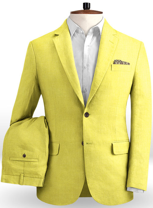 Shiny Yellow Slim Fit Men Suits 2