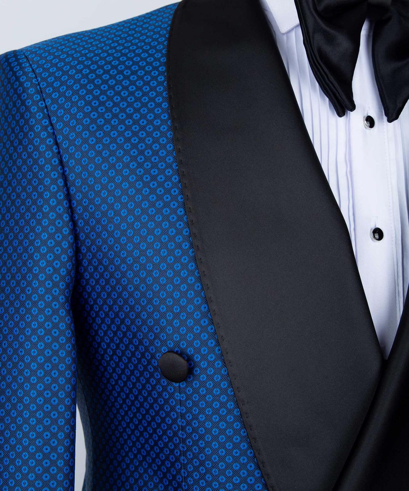 Royal Blue Shawl Lapel Double Breasted Best Fitted Men Suit 2