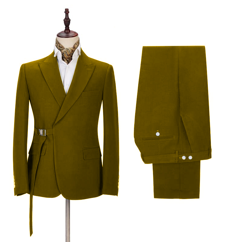Gold Brown Slim Fit Two Pieces Men's Suit 2