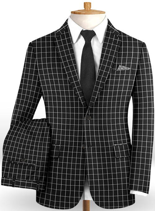 Dark Blue  Plaid Men Suits 2