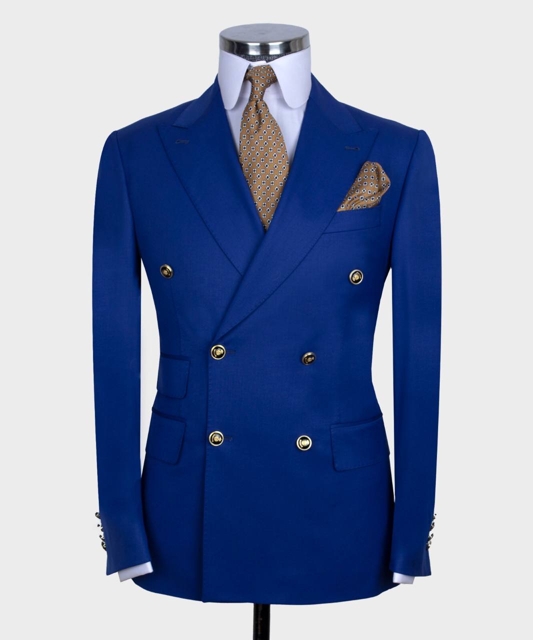 Royal Blue Double Breasted Close Fitting Men Suit 4