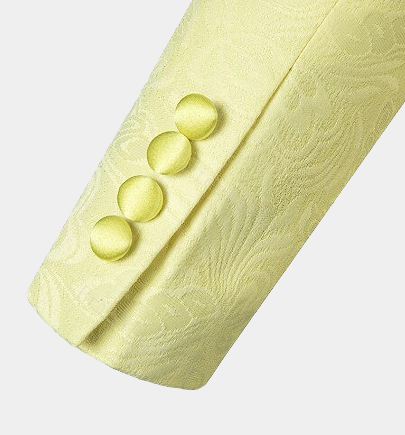 Yellow Jacquard Three-Piece Tuxedo with Shawl Lapel 6