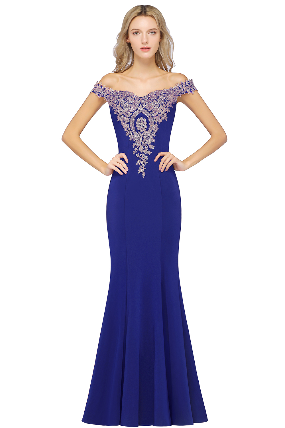 Mermaid Bateau Neck Cap Sleeves Sweep / Brush Train Bridesmaid Gown With Rhinestone 11