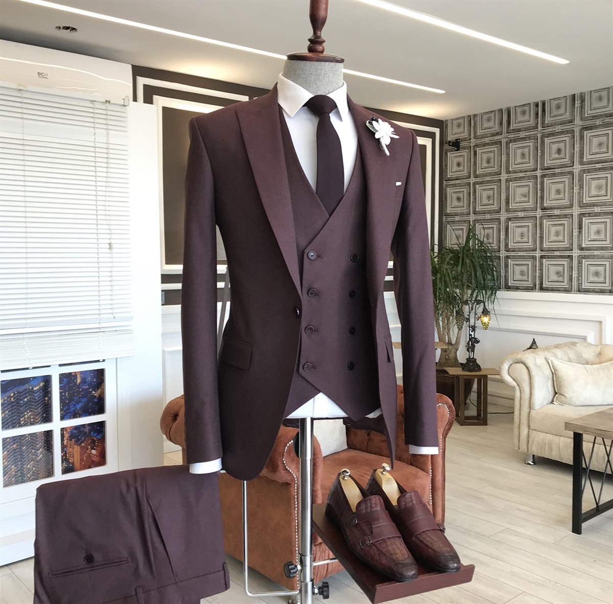 Burgundy Tailored Business Suit 2