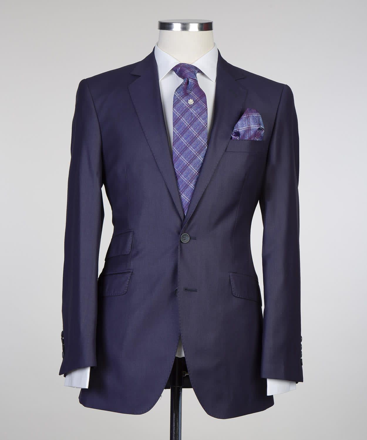 Dark Navy Two Pieces Men Suit with Notched Lapel 3