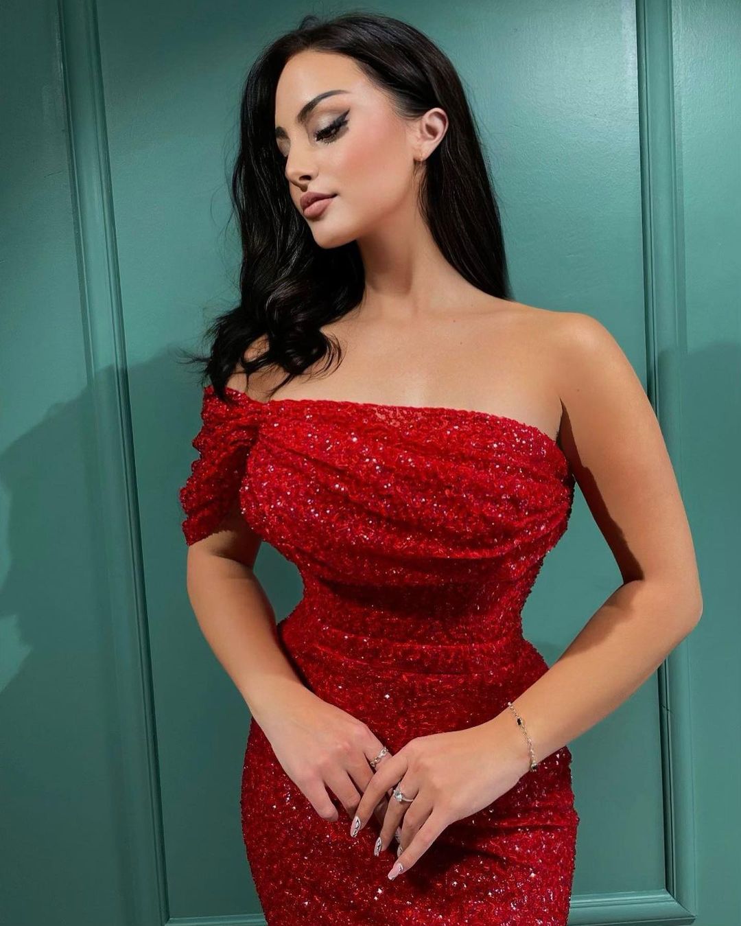 Mermaid One Shoulder Sleeveless Floor-length Evening Dress With Appliques 4
