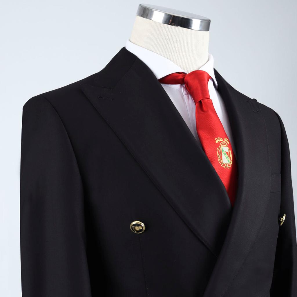 Black Double Breasted Peaked Lapel Men Suit 2