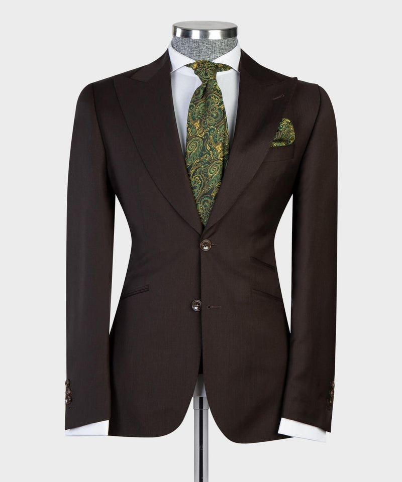 Dark Brown Peaked Lapel Business Men Suit 4