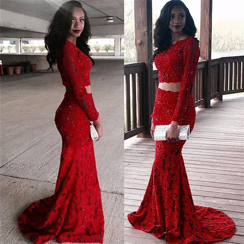 Column Jewel Neck Sweep / Brush Train Formal Dress With Lace 2