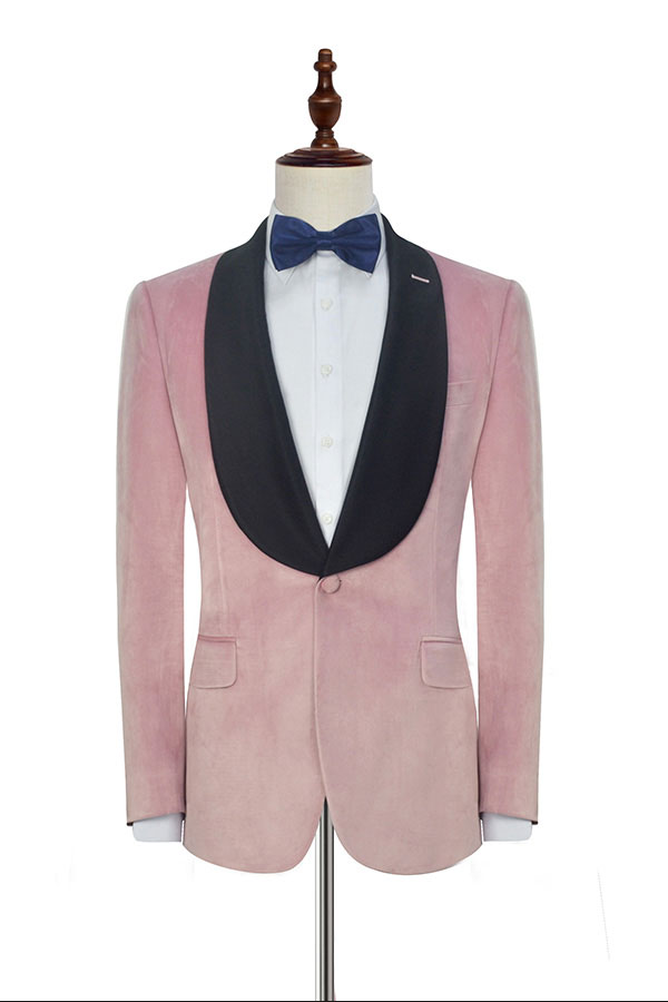 Pink Wedding Tuxedos for Men with Black Silk Shawl Lapel 2