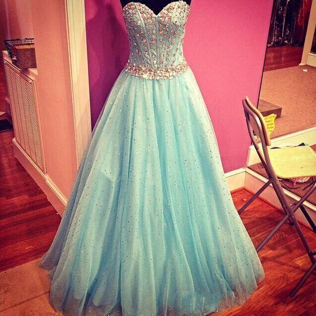 A-line Sweetheart Neck Sleeveless Sweep / Brush Train Tulle Evening Gown With Crystal 2