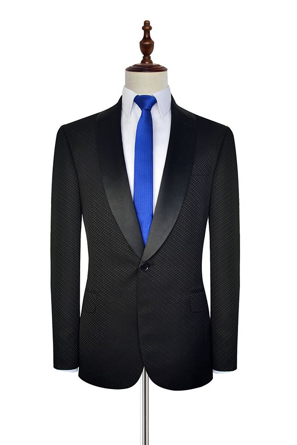 Black Wedding Suits for Groom with Small Check Pattern 3