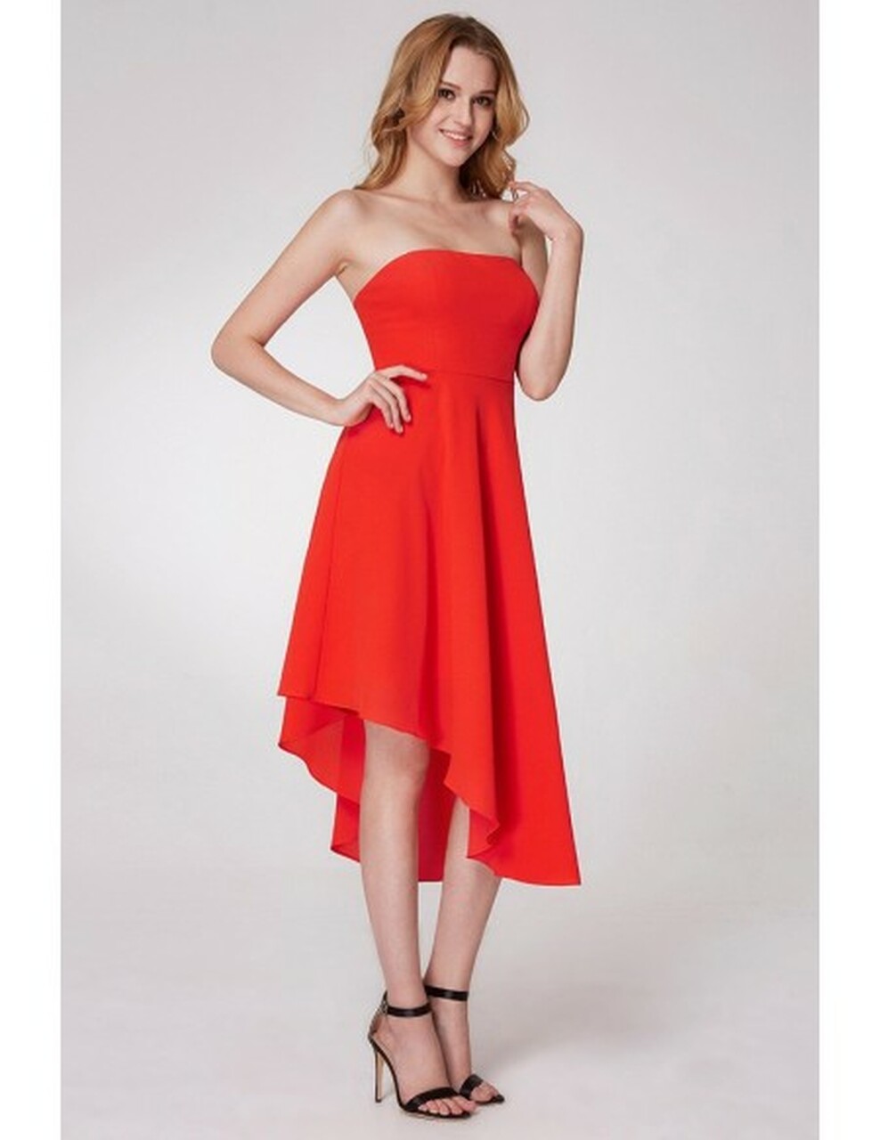 Orange Short  Asymmetrical Hem Chiffon Bridesmaid Dress 5