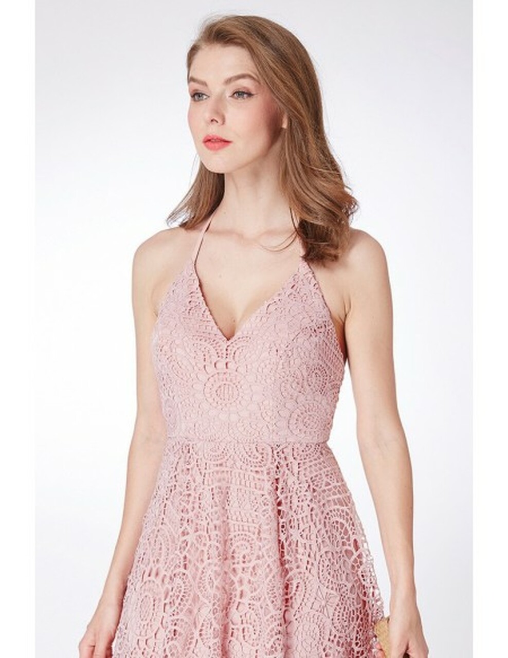 Column Spaghetti Straps V-neck Sleeveless Tea-length Bridesmaid Dress With Embroidery 4