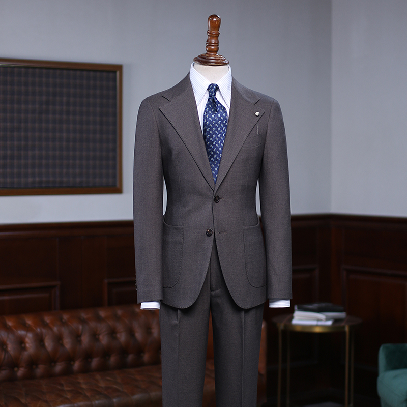 Coffee Notched Lapel Business Suit 2