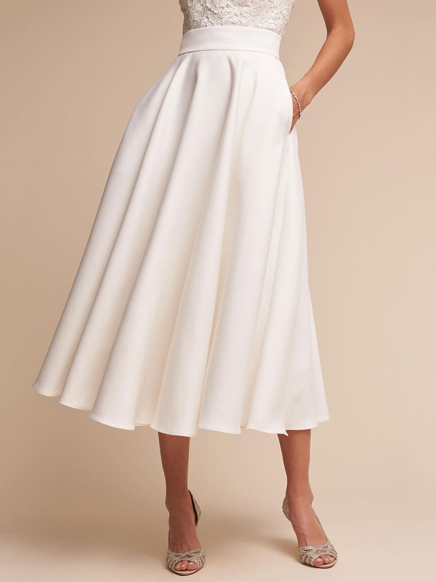 A-line Straps V-neck Sleeveless Mini Lace Bridal Dress With Lace 5