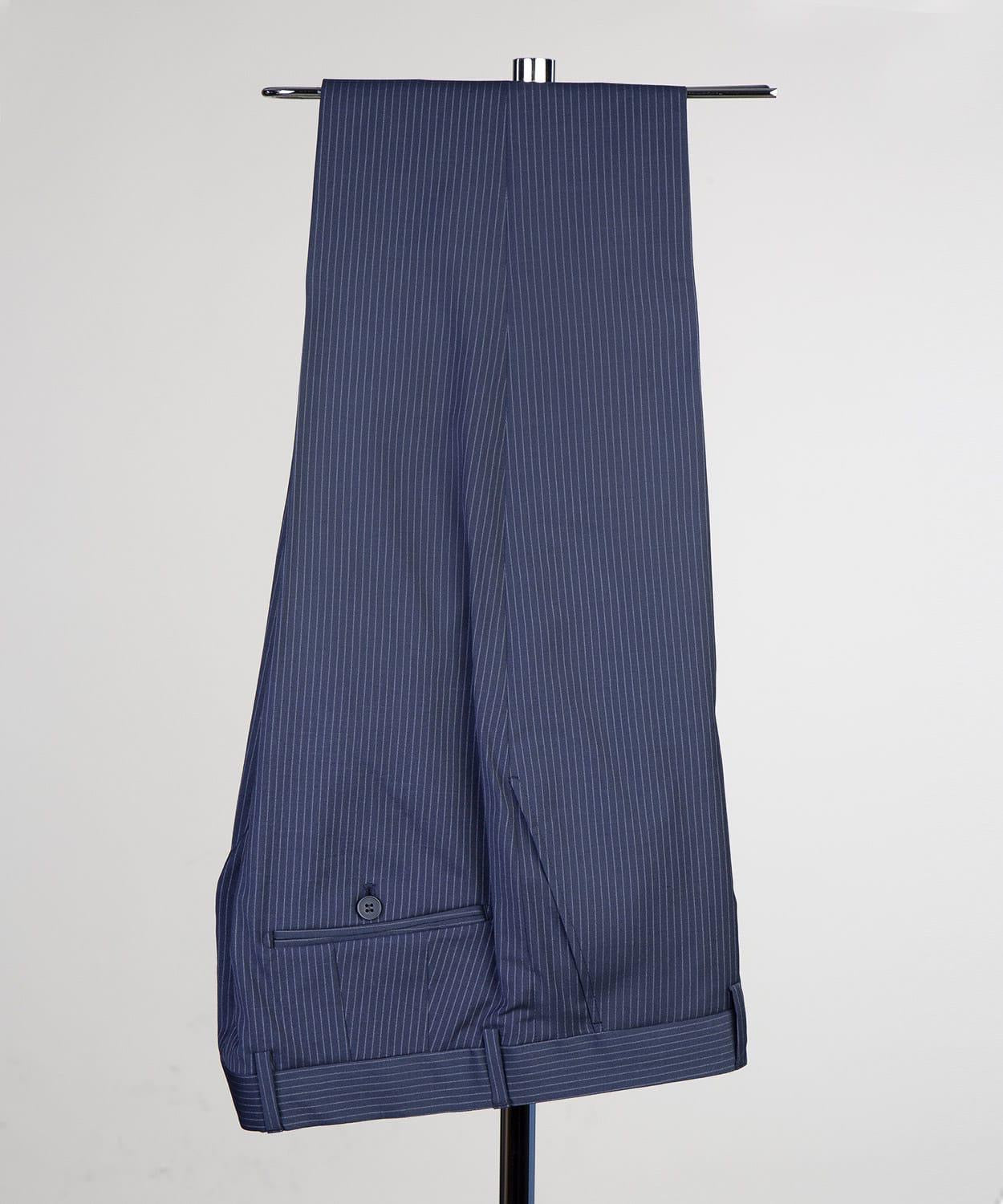 Navy Stripe Three Pieces Men Suit with Notched Lapel 6