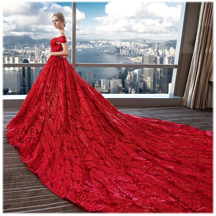 A-line Off-the-shoulder Sleeveless Sweep / Brush Train Lace Bridal Gown With Lace 3