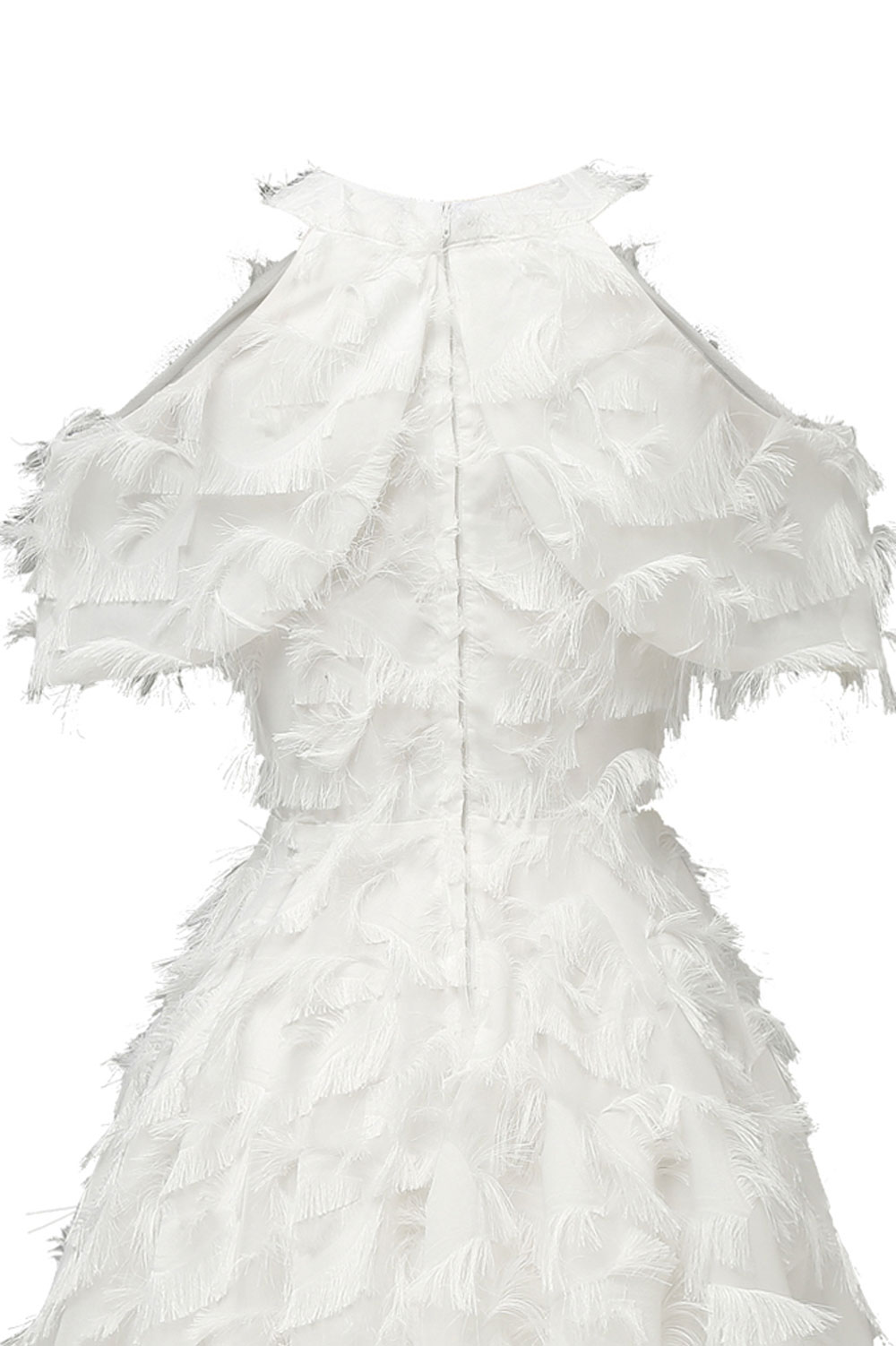 A-line Halter-neck Knee-length Party Dress With Feathers 6