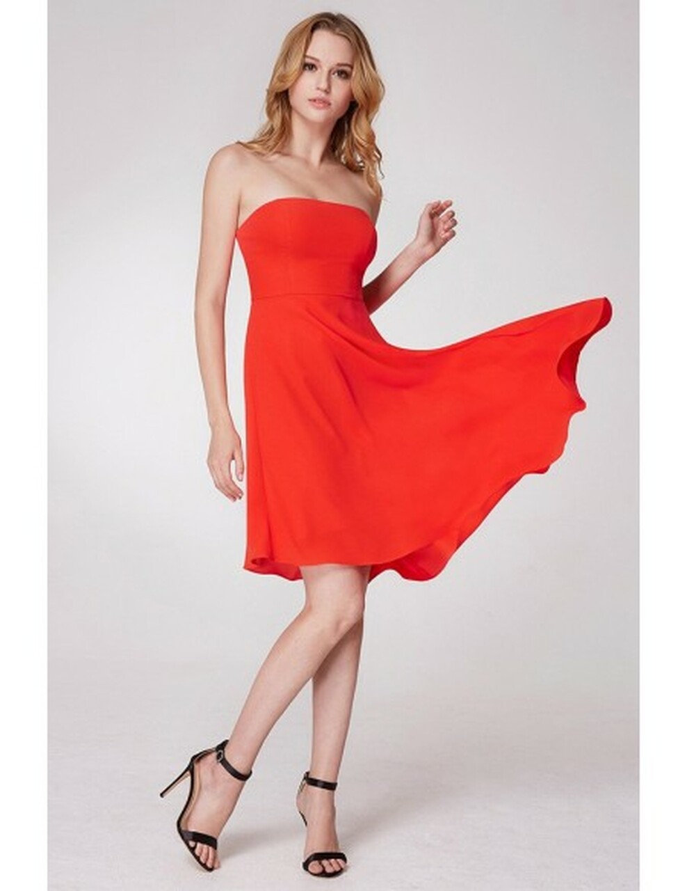 Orange Short  Asymmetrical Hem Chiffon Bridesmaid Dress 3