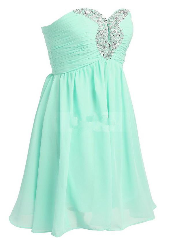 A-line Sweetheart Neck Sleeveless Mini 100D Chiffon Homecoming Dress With Beading 3