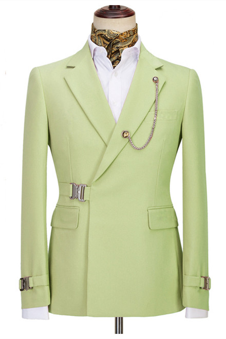 Olive Green Notched Lapel Business Men Suit 2